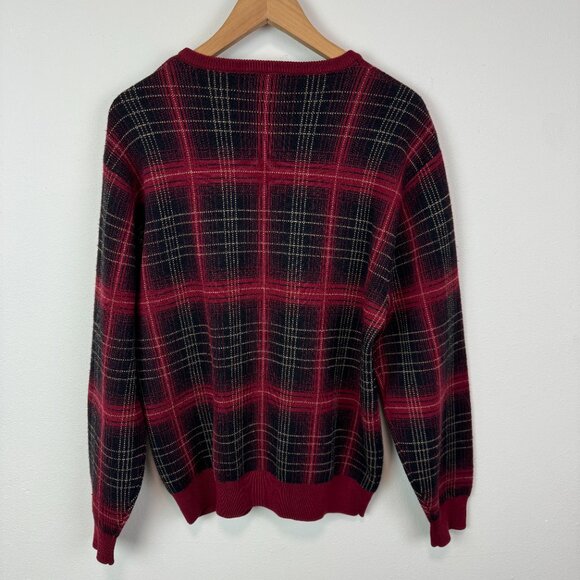 Pendleton Merino Wool Red Plaid Sweater Mens Medium pullover - Picture 3 of 6